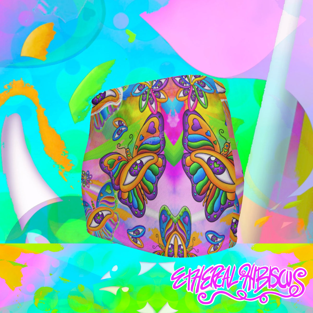 Rainbow Butterfly Fractal Micro Mini Skirt