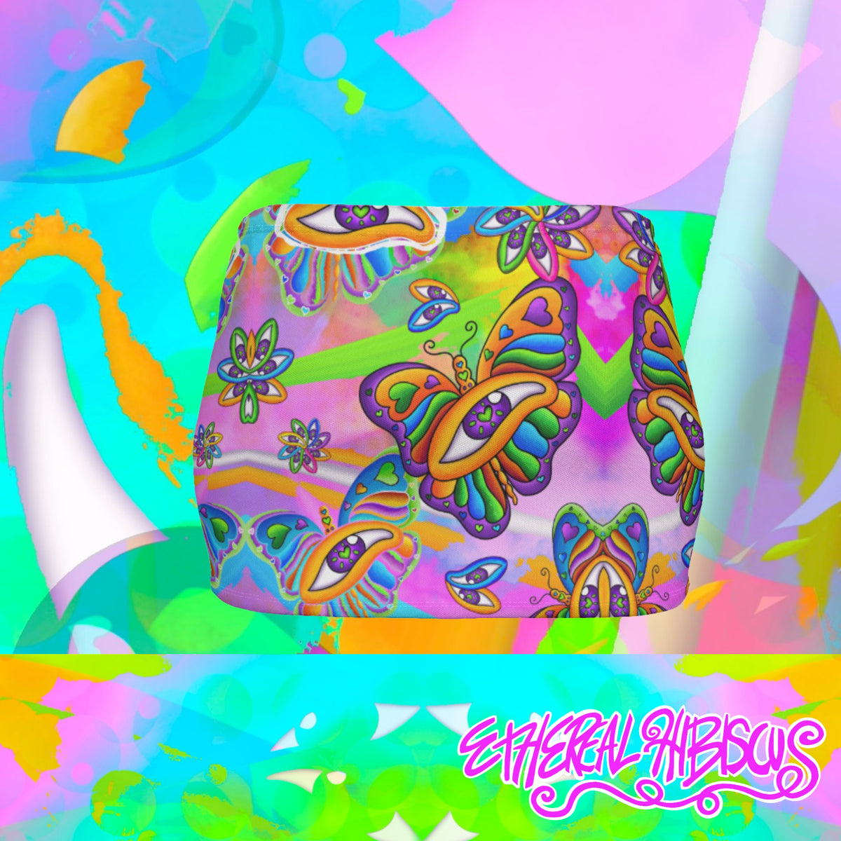 Rainbow Butterfly Fractal Micro Mini Skirt