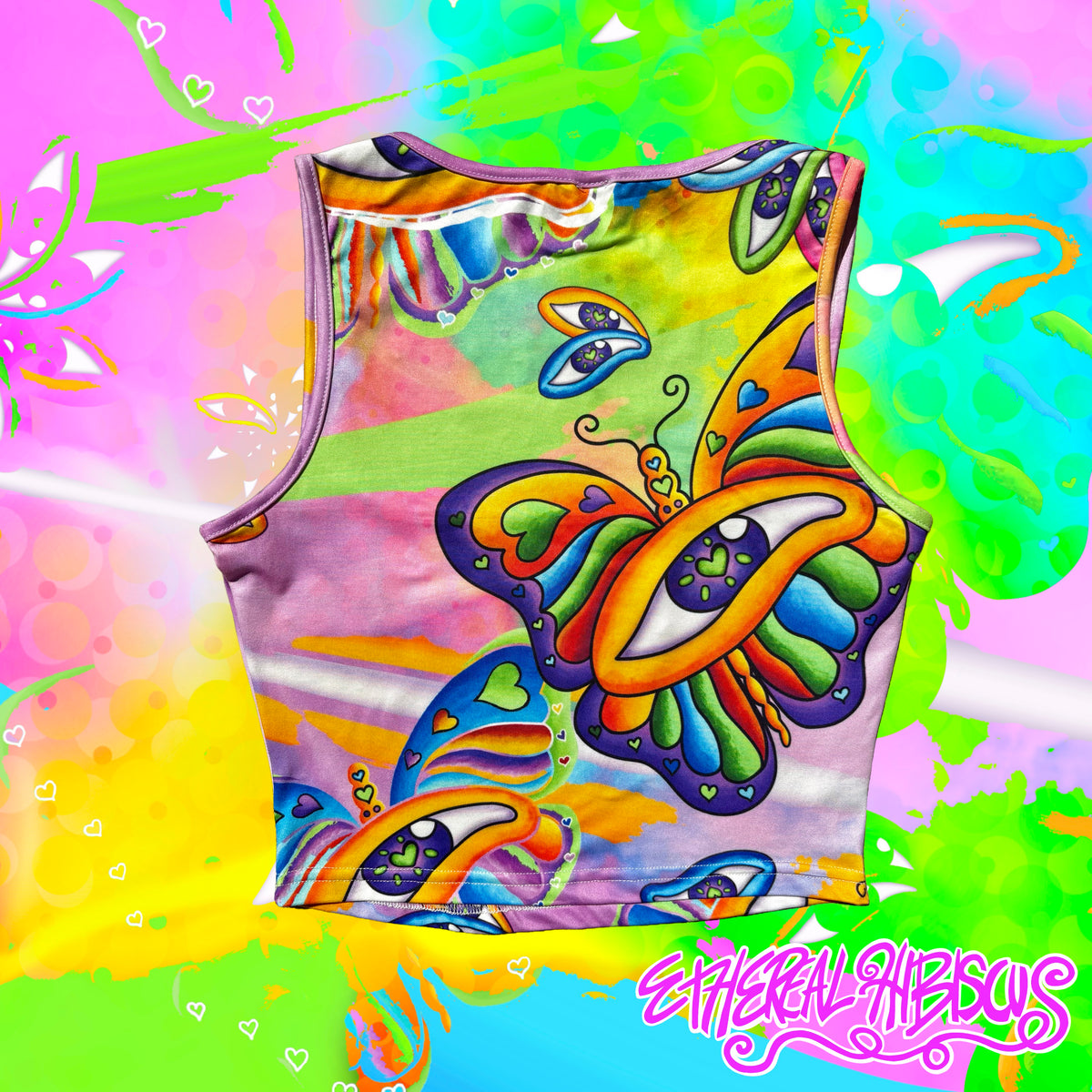 Rainbow Butterfly Square Neck Tank Top