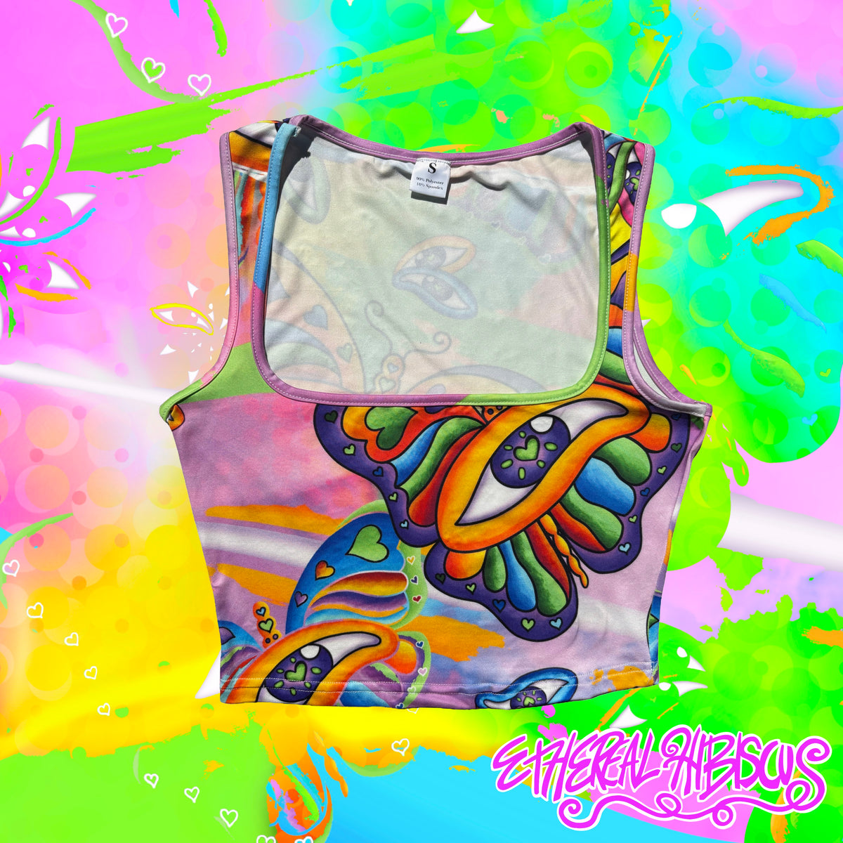Rainbow Butterfly Square Neck Tank Top